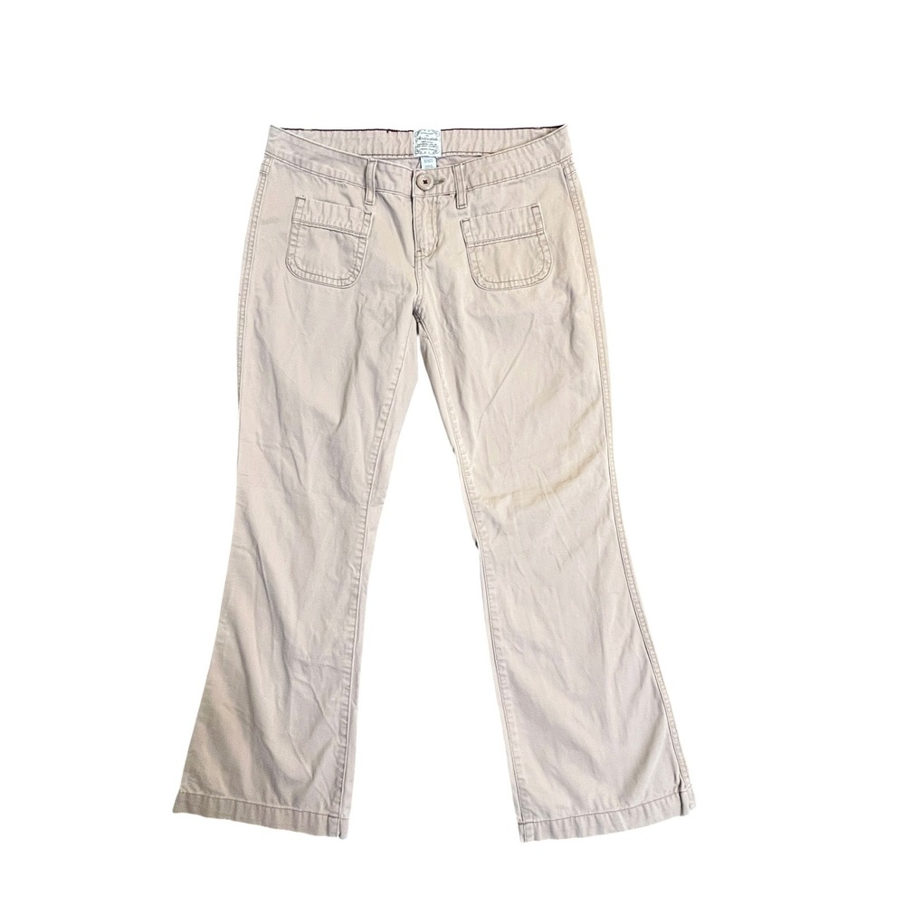Aeropostale Pants Womens 9/10S Tan Low Rise Flare Cotton Twill Y2K Utility Indie